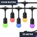 Fonkel 20m Arena LED Prikkabel - IP65 Lichtsnoer Buiten - Koppelbaar - Inclusief 20x Gekleurde E27 Lampen - Zwart