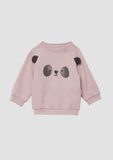 s.Oliver Sweatshirt Roze Dierenprint Katoen/Polyester/Elastaan Kinderen Unisex Lange Mouw Ronde Hals Drukknopen Casual