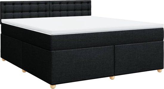 vidaXL Boxspring met matras stof zwart 180x200 cm