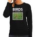 Bellatio Decorations Birds of the World Dieren foto sweater Grutto - zwart - dames - cadeau trui vogels liefhebber XS