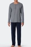 SCHIESSER Cotton Essentials Pyjama lang - heren pyjama set - nachtblauw gestreept