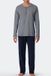 SCHIESSER Cotton Essentials Pyjama lang - heren pyjama set - nachtblauw gestreept
