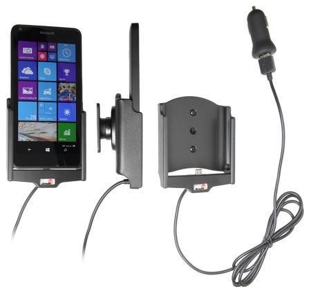 Brodit Actieve houder voor Nokia Lumia 640 - Zwart - 12V USB