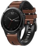 By Qubix Qubix - Geschikt voor Garmin bandje - 26mm Quickfit - Leer + Siliconen bandje - Bruin - Geschikt voor Garmin Fenix 8 / 8 Pro - 51mm
