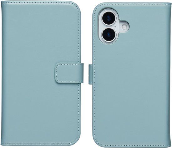 Selencia Echt Leren Bookcase voor de Apple iPhone 17 - Air Blue