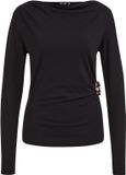 WE Fashion Dames jersey top met plooidetail en goud accent