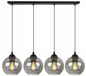 HOME LIGHT Hanglamp Haga Zwart Glas 4x E27 Loft Industrieel