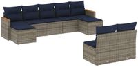 vidaXL - 9-delige - tuinbankset - met - kussens, - grijs - polyrotan