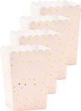 Partydeco Popcorn/snoep bakjes - 24x - roze/goud stippen - karton - 7 x 7 x 12 cm