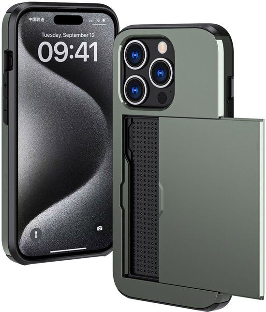 imoshion Hoesje met Pasjeshouder - Geschikt voor Apple iPhone 15 Pro - Donkergroen