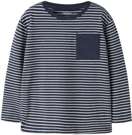 Name it T-shirt met lange mouwen en ronde hals voor kinderen, gestreept, navy blazer, maat 116