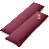 NatureMark 2-pack jersey kussensloop kussenslopen zijslaper hoofdkussen nekkussen vele maten en kleuren OEKO-TEX (40 x 145 cm (zijslaper / zoogkussensloop), Bordeaux rood)
