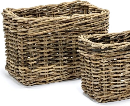 Maison PÃ©derrey Rieten mand Rectangular basket Riet Bruin-Beige-Naturel-Grijs D 75 cm x 50 cm x H 50 cm