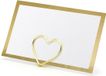 Partydeco Sp. Z O. O. Cartes de nom/cartes de place avec supports - Petit cœur - Mariage - 10x jeux - doré
