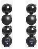 Decoris Boules de Noël - 8 pièces - Noir - 10 cm Diamètre - Verre