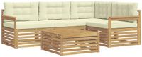 vidaXL Hoek loungeset 4 zitplaatsen Wit en crème Polyester Inclusief tafel