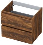 INK - Onderkast 2 Laden Greeploos met Houten Keerlijst - 600x450x520 Mm - Noten