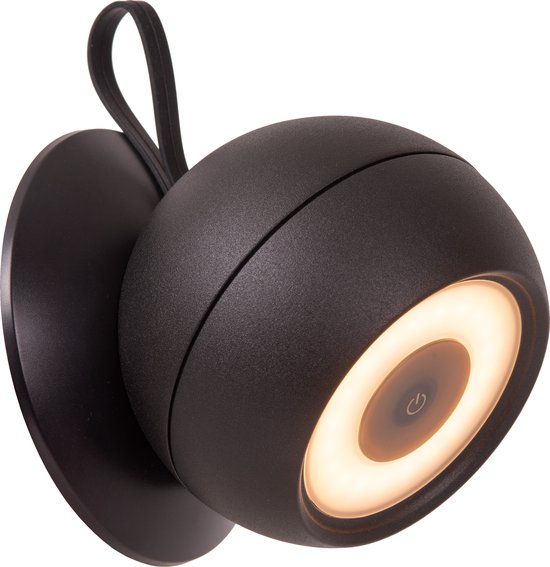 Lucide Lunex - LED Wandlamp - Buiten - Oplaadbaar - Zwart - Rond - Dimbaar