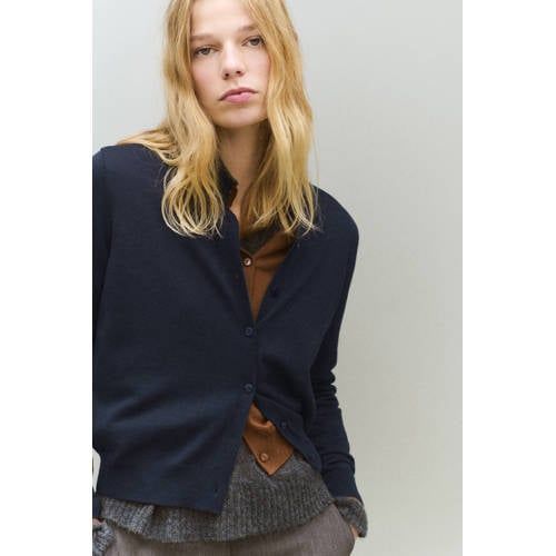 Mango gebreid vest marineblauw