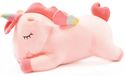 Licorne en peluche rose avec ailes arc-en-ciel - 30 cm