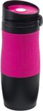 Merkloos / Sans marque Inspirion Gmbh Koffie Thermosbeker/warmhoudbeker - roze/zwart - 380 ml - isoleerbeker/reisbeker - dubbelwandig - met schroefdop