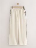 Next - Dames - Broek met wijde pijpen en borduursel zijkant - Tall - Naturel