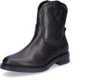 Tamaris - Dames - Enkellaarzen - Leer - Zwart - Maat 38