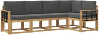 vidaXL - Hoek loungeset - 5 zitplekken - Wit en antracietkleurig - Acacia hout