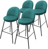 ML-Design Barkruk set van 4 petrol 52x102x50 cm met rugleuning en voetensteun tot 120 kg
