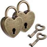 Merkloos / Sans marque CET PRODUCT SERVICE SP. Z O.O. Mini Hartvormig Hangslot 2 Stuks, Vintage Sleutelslot voor Decoratie