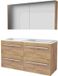 Basic Line Comfort 46 Badkamermeubelset - 120 x 46 cm - Met Grepen - 4 Lades - Acryl Wastafel - Zonder Kraangat - Spiegelkast - Whisky Oak