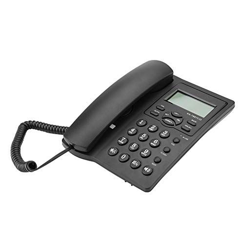 Wandtelefoon, Vaste Telefoon voor Thuis, Bedrade Bureautelefoon met Lcd- scherm, Nummerherkenning, DTMF FSK Dubbel Systeem (Zwart