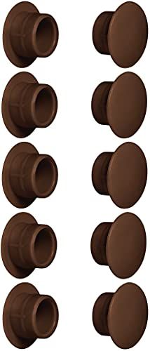 cyclingcolors 10 x afdekkapjes kunststof blindboring stoppen blindstop afdekking meubels (Ø15 mm/donkerbruin RAL8014)