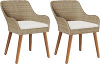 vidaXL Fauteuil de jardin beige poly rotin 2 pièces avec coussins