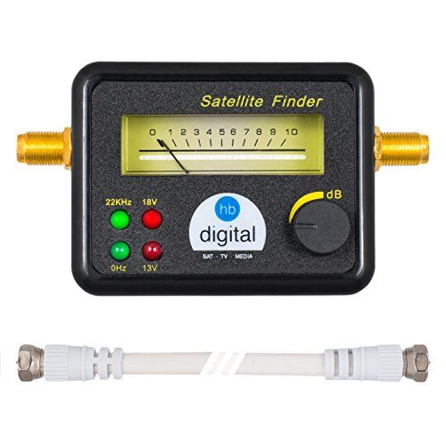HB-DIGITAL HB DIGITAAL SATFINDER met 4 LED analoge weergave, vergulde aansluitingen en geluidssignaal + F-aansluitkabel + Duitse handleiding (mogelijk niet beschikbaar in het Nederlands)