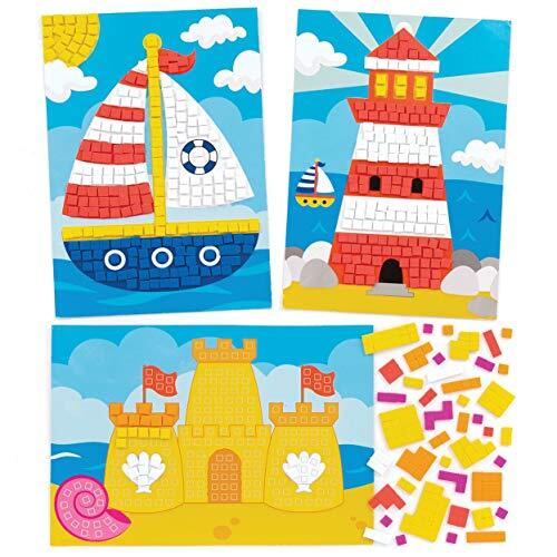 Baker Ross Seaside Mozaïek Picture Kits (Pack van 4)