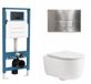 QeramiQ Dely Swirl Toiletset - reservoir encastrable Qeramiq Flush - abattant avec frein de chute - plaque de déclenchement en métal inox - boutons rectangulaires - blanc mat