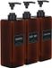 Unyqoos® Set de trois grands distributeurs de savon en plastique avec étiquettes pour salle de bain et cuisine