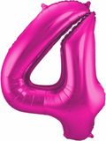 Folat Verjaardag Leeftijd folieballon - 4 jaar - roze - 86 cm - cijferballon groot