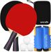 SereneLife Tafeltennis set - Indoor/Outdoor Pingpongbatjes voor 2 Personen, Inclusief Pingpongnet met Klemmen, 3 Pingpongballen