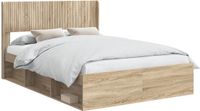 vidaXL Bedframe met opbergruimte en hoofdbord Sonoma Eiken