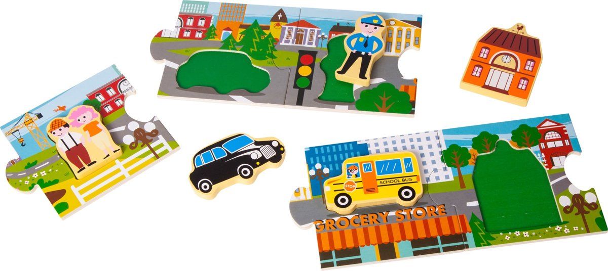 Small Foot Company Small Foot Puzzel Stad Hout 10 Stukjes 14 X 12 Cm