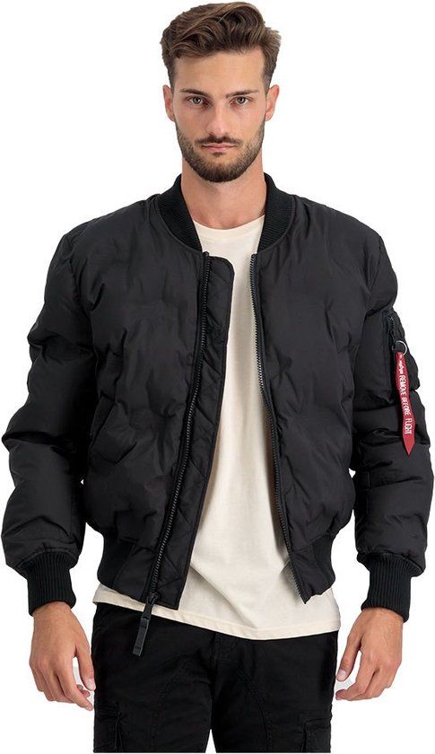 Alpha Industries MA-1 Emb. Logo Puffer Bomber Jacket - Black - Men's M