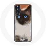 Maniacase Case voor Vivo Y72 zwart-witte Siamese kat blauwe ogen