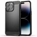 Famz, Siliconen hoes voor iPhone 14 Pro, hoge bescherming en inzetstukken van koolstofvezel, zwart
