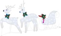 vidaXL Renne LED 3 pièces Blanc froid Tissu