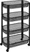 5Five Keuken/badkamer trolley 4 laags - L46 x B25 x H79 cm - zwart - kunststof - met wielen - opberg mandjes/bakjes