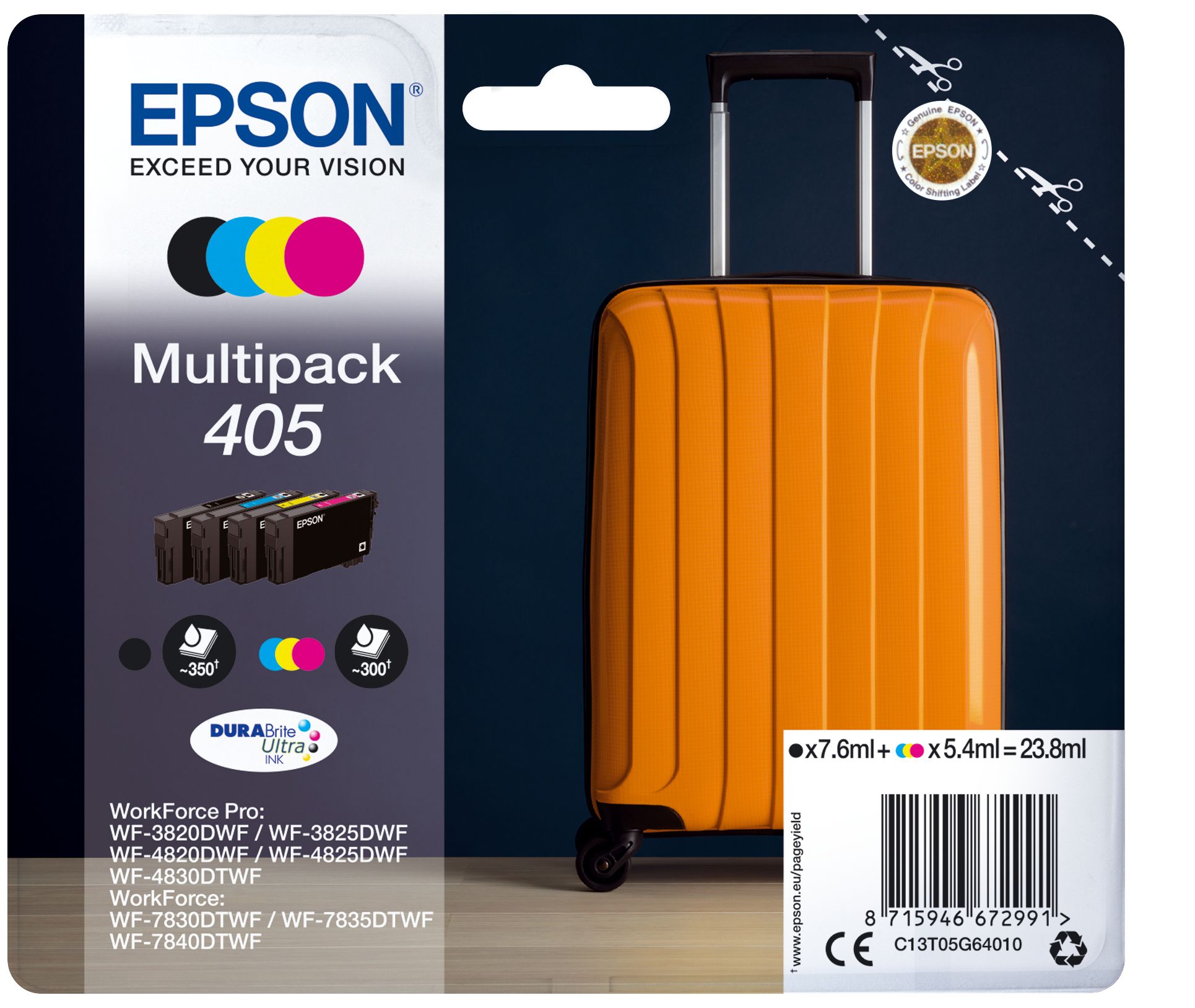 Epson 405 DURABrite Ultra Ink Multipack - Original - Black, Cyan, Magenta, Yellow