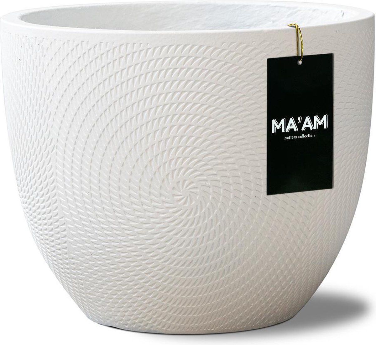 MA'AM Jade - bloempot - rond - 24x20 - wit - aardewerk - buiten/binnen