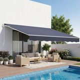 Vevor Knikarmzonnescherm 3,5x3 m, Uitschuifbaar Zonnescherm met Handslinger, Terraszonnescherm UPF 80+ Zonbescherming, Zonnescherm, Balkonzonnescherm voor Terras, Balkon, Tuin en Ramen, Grijs